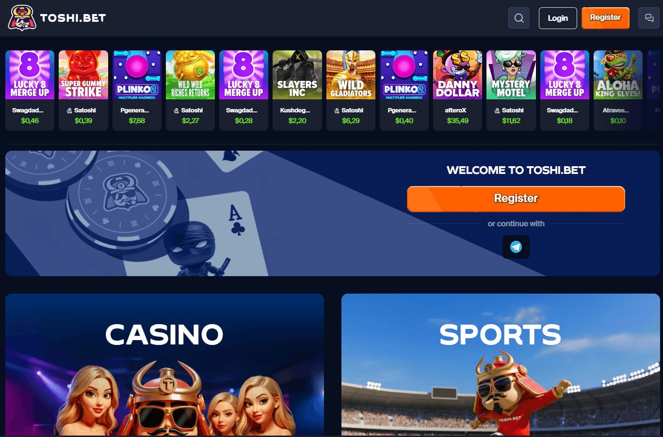 Create Account on Toshi.bet