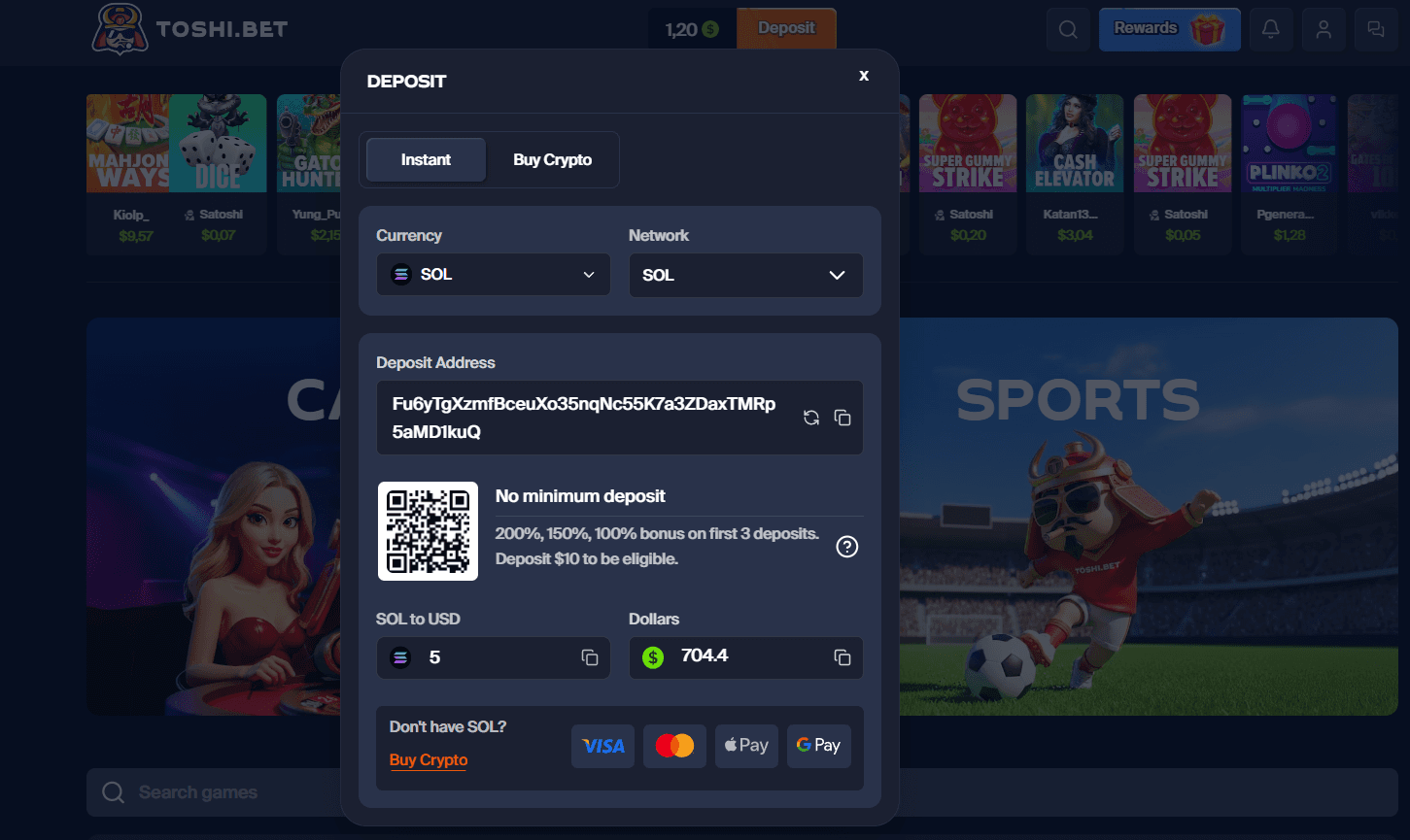 Start Playing on Toshi.bet